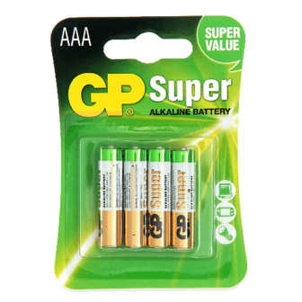 Батарейки GP Super + Alkaline AAA LR03 4шт/уп