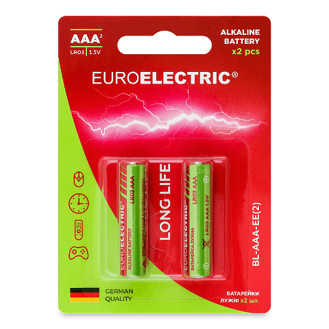 Батарейки лужні Euroelectric ААА 1.5V LR03 2 шт./уп. 2шт