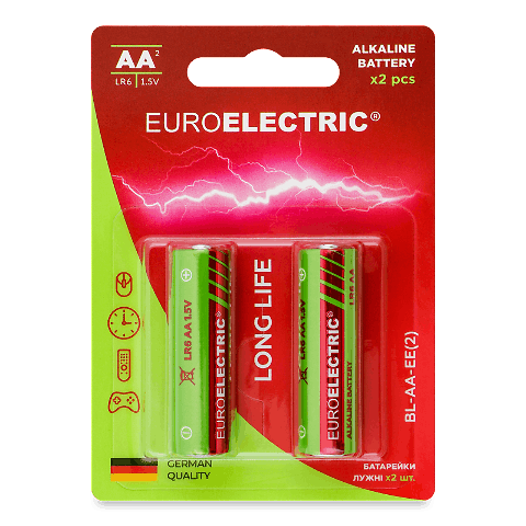 Батарейки лужні Euroelectric  АА 1.5V LR6 2 шт./уп. 2шт