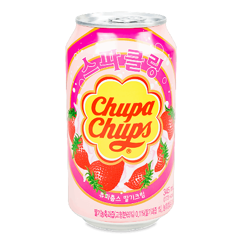 Напій Chupa Chups «Полуниця з вершками» газований з/б 345мл