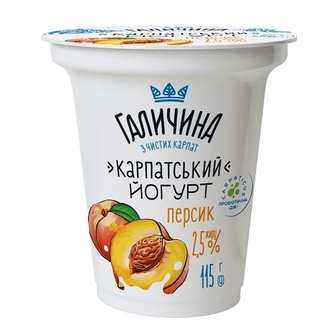 Йогурт 115г Галичина Карпатський Персик 2,5% п/стакан 