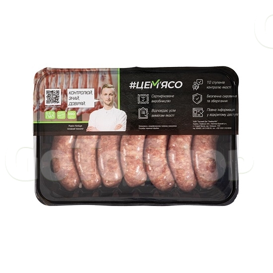 Ковбаски 0,6 кг для гриля Це м&#039;ясо Мюнхенські свинячі охолоджені газ/упак 