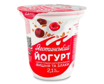 Йогурт Яготинський вишня та злаки 2,1%, 260г