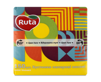 Хустинки носові Ruta Mini Tissues без аромату 2-шарові, 150шт