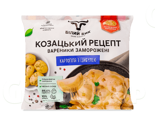 Вареники Білий Бик Козацький рецепт картопля з цибулею, 500г