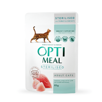 Корм для стерилізованих котів Optimeal індичка-курка в соусі 85г