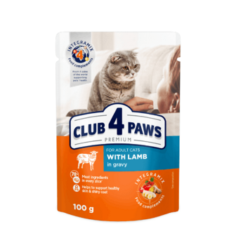 Корм для котів Club 4 Paws Premium з ягням в соусі 100г