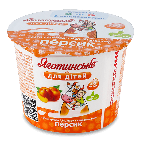 Паста сиркова Яготинське для дітей персик 3,9% 90г
