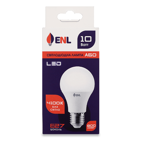 Лампа ENL Led A60 10 Вт 4100K E27 шт