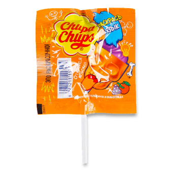 Карамель Chupa Chups «Розфарбуй язик» зі смаком апельсина і винограда 15г