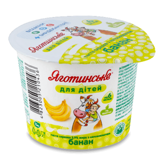 Паста сиркова Яготинське для дітей банан 3,9% 90г