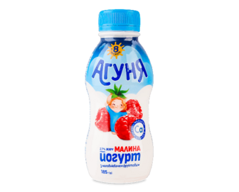 Йогурт «Агуня» малина з пробіо-вітамінами 2,7%, пляшка, 185г