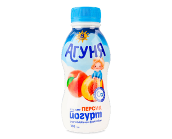Йогурт «Агуня» персик з пробіо-вітамінами 2,7%, пляшка, 185г
