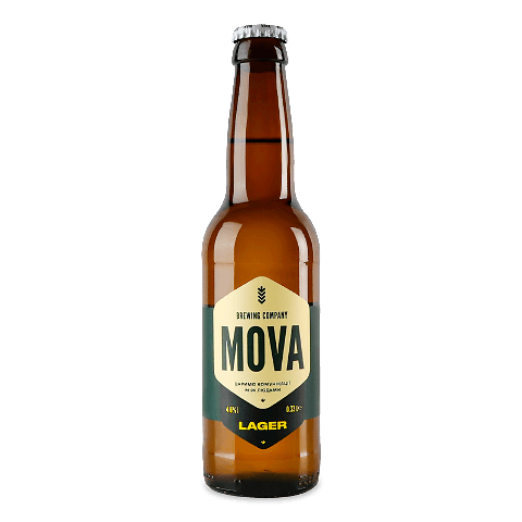 Пиво Mova Lager світле нефільтроване 0,33л