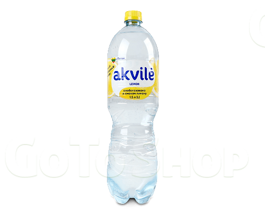 Вода мінеральна Akvile зі смаком лимона слабогазована, 1,5л