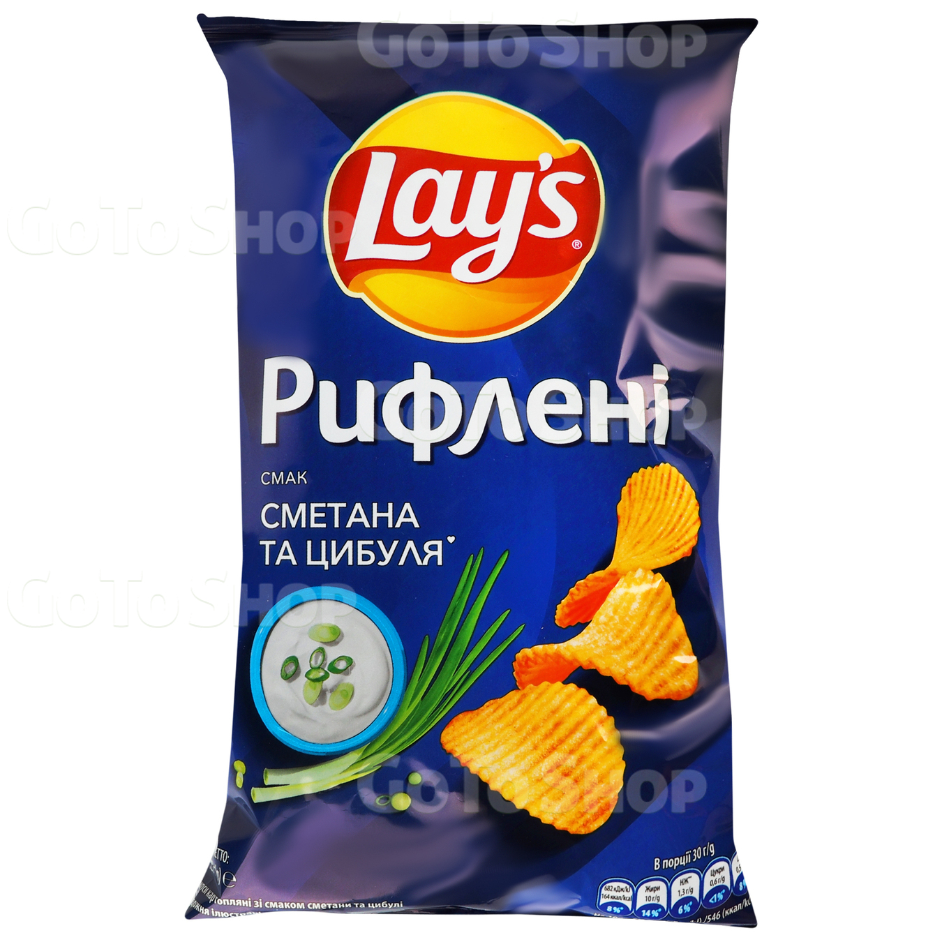Чіпси картопляні Lay&#039;s рифлені смак сметани та цибулі 120г