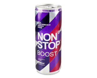 Напій енергетичний Non Stop Boost безалкогольний сильногазований з/б, 250мл