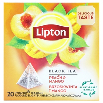 Чай чорний Lipton Peach Mango ароматизований персиком та манго 20шт