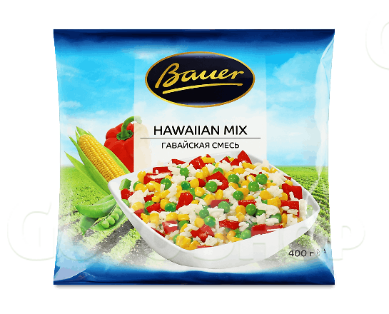 Суміш овочева Bauer Hawaiian mix з рисом швидкозаморожена, 400г