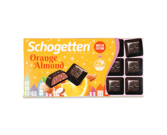 Шоколад чорний Schogetten апельсин-мигдаль, 100г