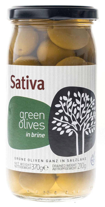 Оливки Sativa зелені цілі 370г