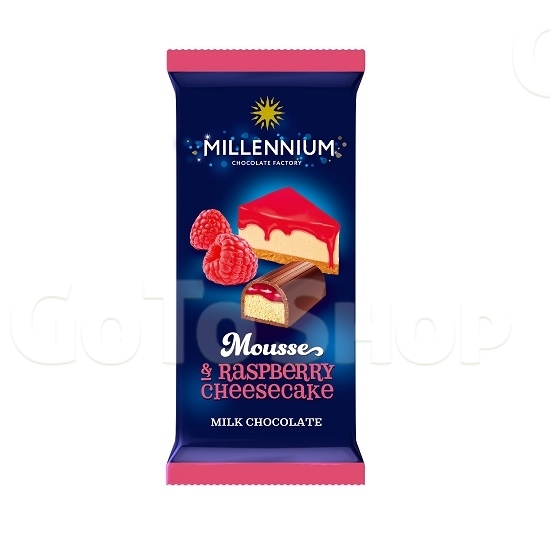 Шоколад 95 г Millennium Mousse молочний з мусовою та малиновою начинкою м/уп 