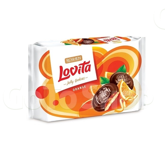 Печиво 420 г Рошен Lovita здобне з начинкою зі смаком апельсину м/уп 