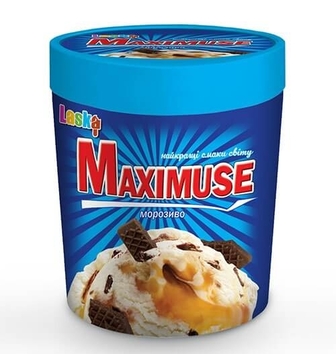 Морозиво 0,5 кг Laska Maximuse із шоколадною крихтою та шматочками печива 
