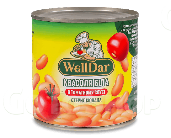 Квасоля біла WellDar в томатному соусі стерилізована 410г