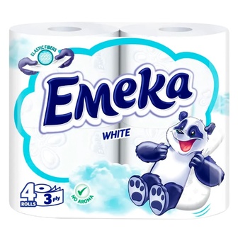 Папір туалетний Emeka White целюлозний 3-шаровий 4шт