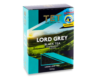 Чай чорний «ТЕТ» «Лорд Грей» з ароматом бергамота байховий, 100г