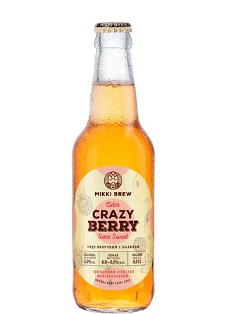 Сидр ігристий Крейзі Бері, Семі Світ / Crazy Berry, Semi Sweet, Mikki Brew, напівсолодкий 6% 0.33л