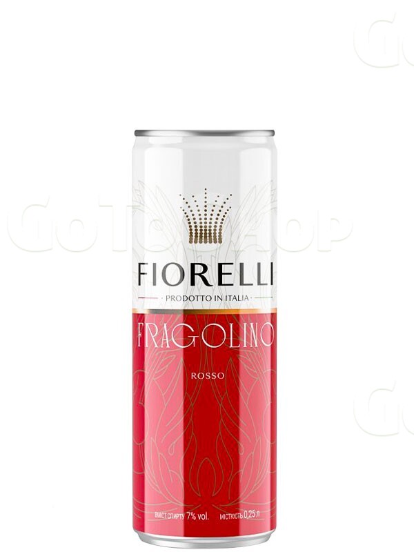 Ігристе вино Фраголіно Фіореллі Россо / Fragolino Fiorelli Rosso, червоне солодке ж/б, 0.25л