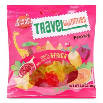 Цукерки Wawel Travel Gummies Africa з фруктовим смаком 80г
