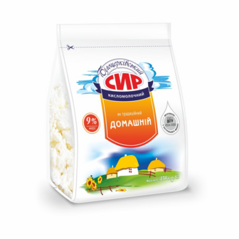 Сир кисломолочний 350 г Білоцерківський 9% п/ет 