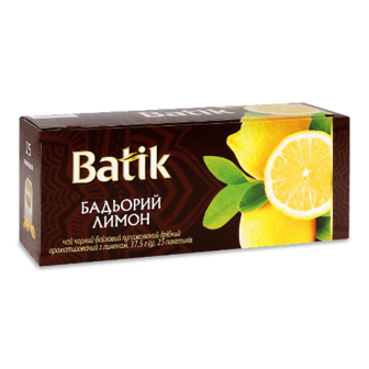 Чай чорний Batik Бадьорий лимон купажований дрібн 25*1,5г