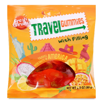 Цукерки Wawel Travel Gummies America з фруктовим смаком 80г