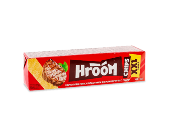 Чипси Hroom! пластинки зі смаком м'яса гриль, 100г