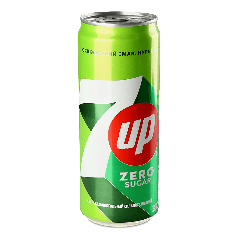 Напій 7UP Zero Sugar безалкогольний сильногазований з/б 330мл
