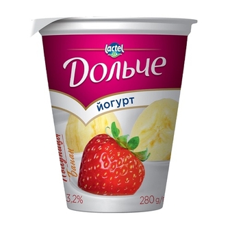 Йогурт 280 г Дольче Полуниця-банан 3,2% п/стакан 