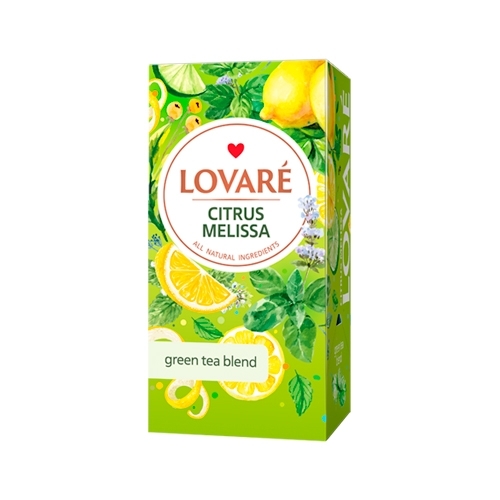 Чай (24 ф/п х 1,5 г) Lovare зелений Citrus mellisa з ярликом к/уп 