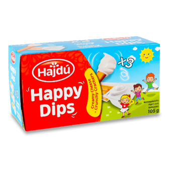 Сир плавлений Hajdu Happy dips з хлібними палочками 50% 105г