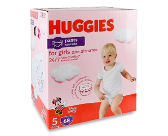 Підгузки-трусики Huggies для дівчаток 5 (12-17 кг), 68шт/уп
