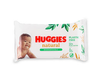 Серветки вологі дитячі Huggies Natural біорозкладні, 48шт