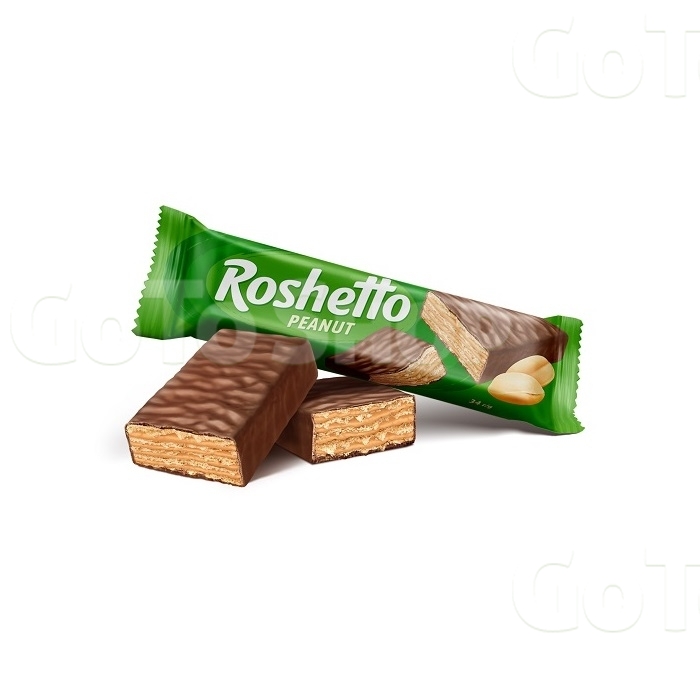 Вафлі 34 г Рошен Roshetto peanut глазуровані шоколадною глазур&#039;ю м/уп 