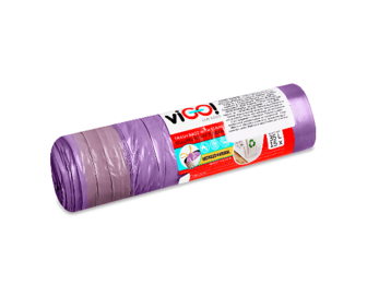 Пакети для сміття viGO! Premium з зав'язками пурпурові 35 л, 15шт
