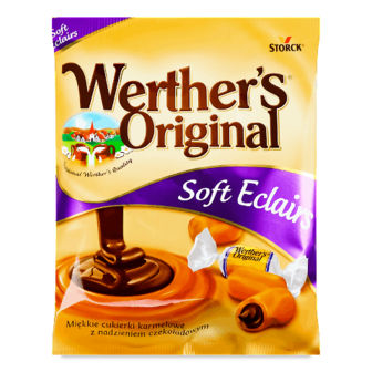 Цукерки Werther's Original Eclairs ірис з шоколадною начинкою 70г