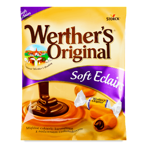 Цукерки Werther&#039;s Original Eclairs ірис з шоколадною начинкою 70г