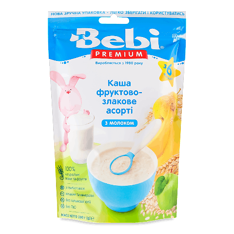 Каша Bebi молочна фруктово-злакове асорті 200г