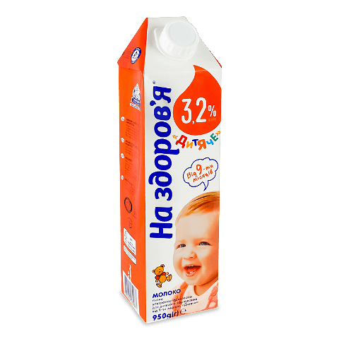 Молоко ультрапастеризоване «На здоров&#039;я» дитяче 3,2%, 950г